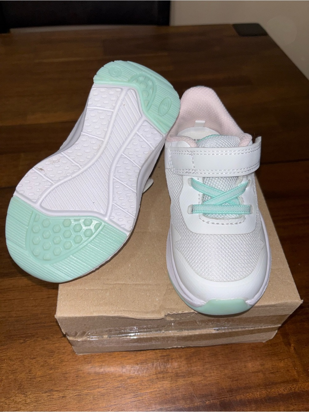 Athletic Works White Sneakers with Mint and Pink Accents - Picture 3 of 4